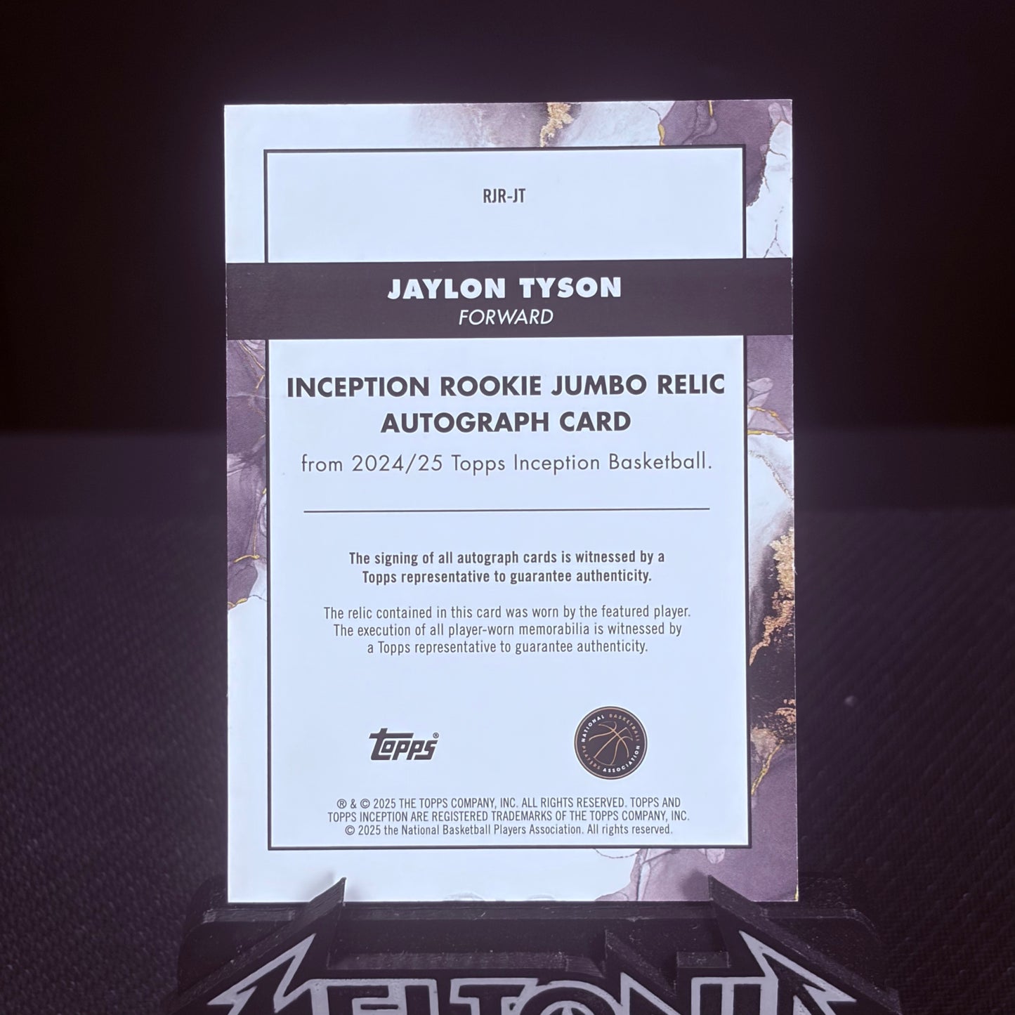 Jaylon Tyson 2025 Topps Inception #RJR-JT Rookie Jumbo Relic Autograph Card RC