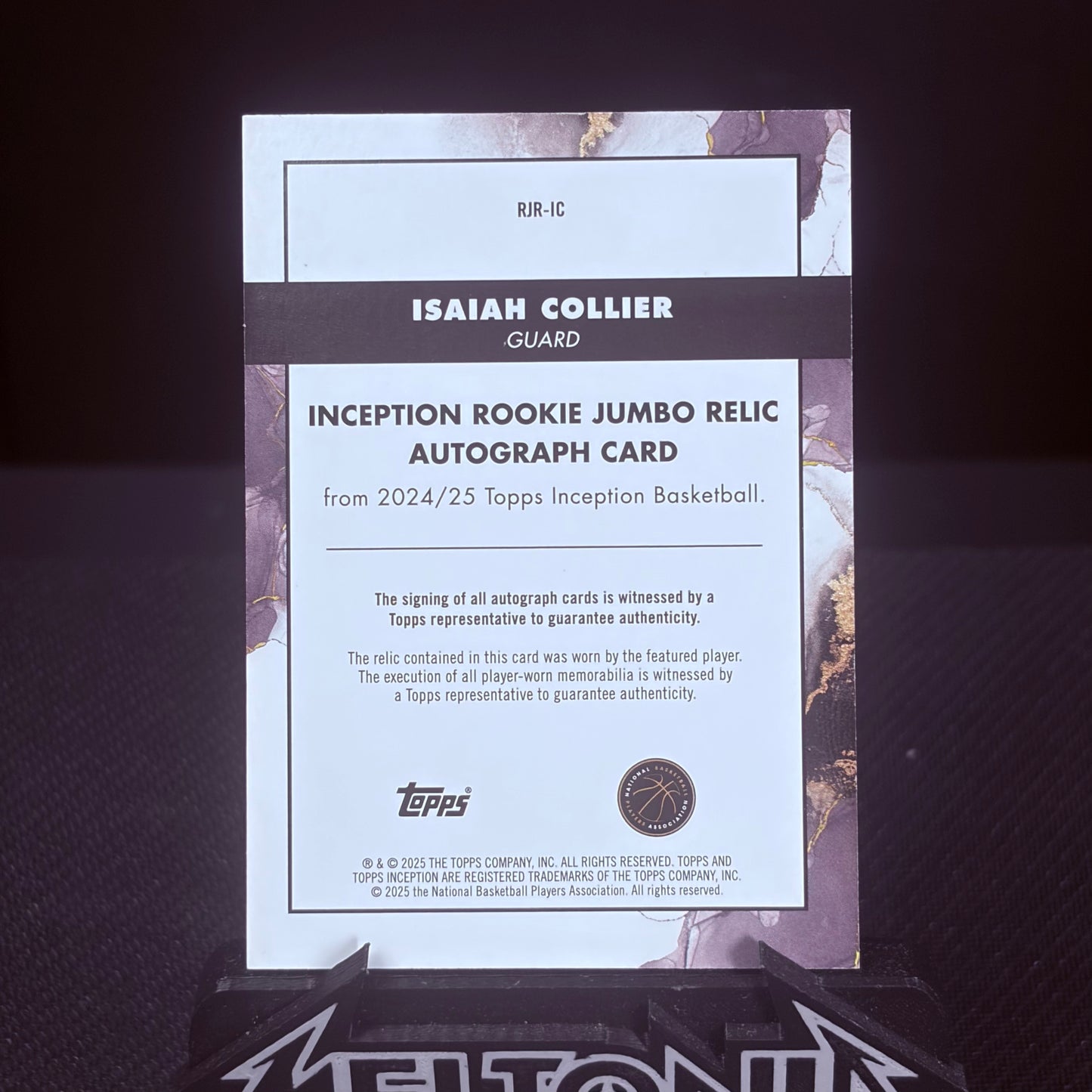 Isaiah Collier 2025 Topps Inception #RJR-IC Rookie Jumbo Relic Autograph Card RC