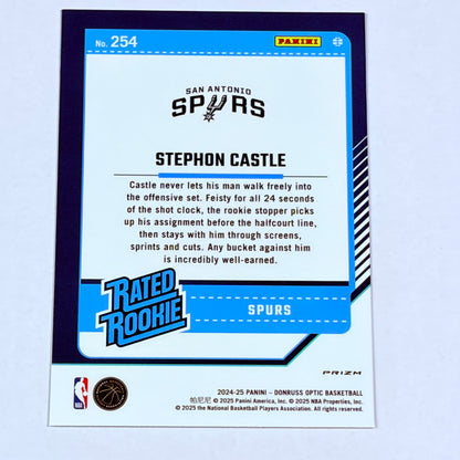 2025 Panini Donruss Optic Prizm Stephon Castle #254 RC Holo Rookie