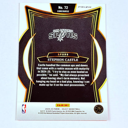 2025 Panini Select Prizm Concourse Stephon Castle #72 RC Rookie