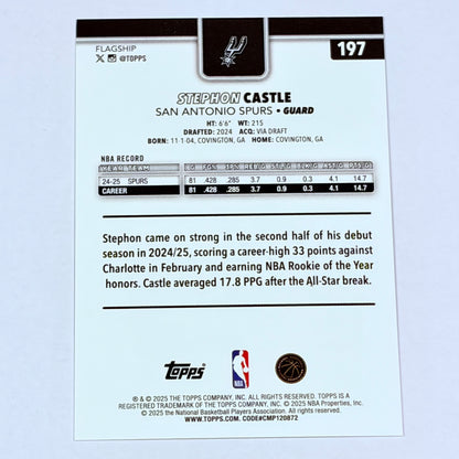 2025 Topps Flagship Stephon Castle #197 Sandglitter Spurs RC