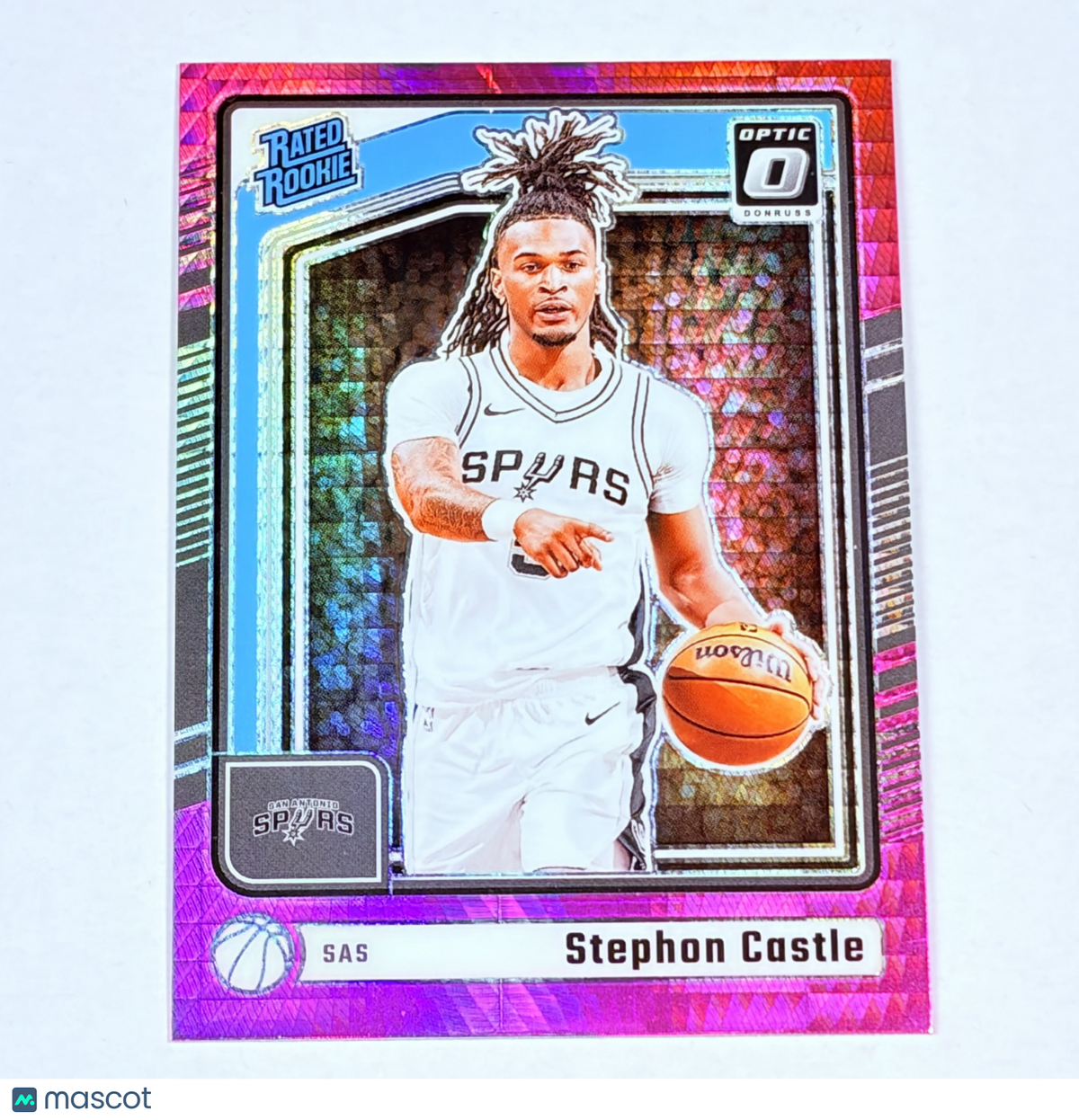 2025 Panini Donruss Optic Prizm Stephon Castle #254 Pink Hyper RC Rookie Spurs