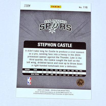 2025 Panini Revolution Basketball Stephon Castle #116 Storm RC Rookie Spurs