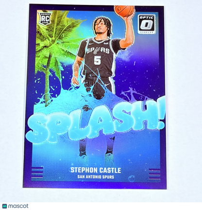 2025 Panini Donruss Optic Splash! Stephon Castle #14 Purple Prizm RC Mint Spurs