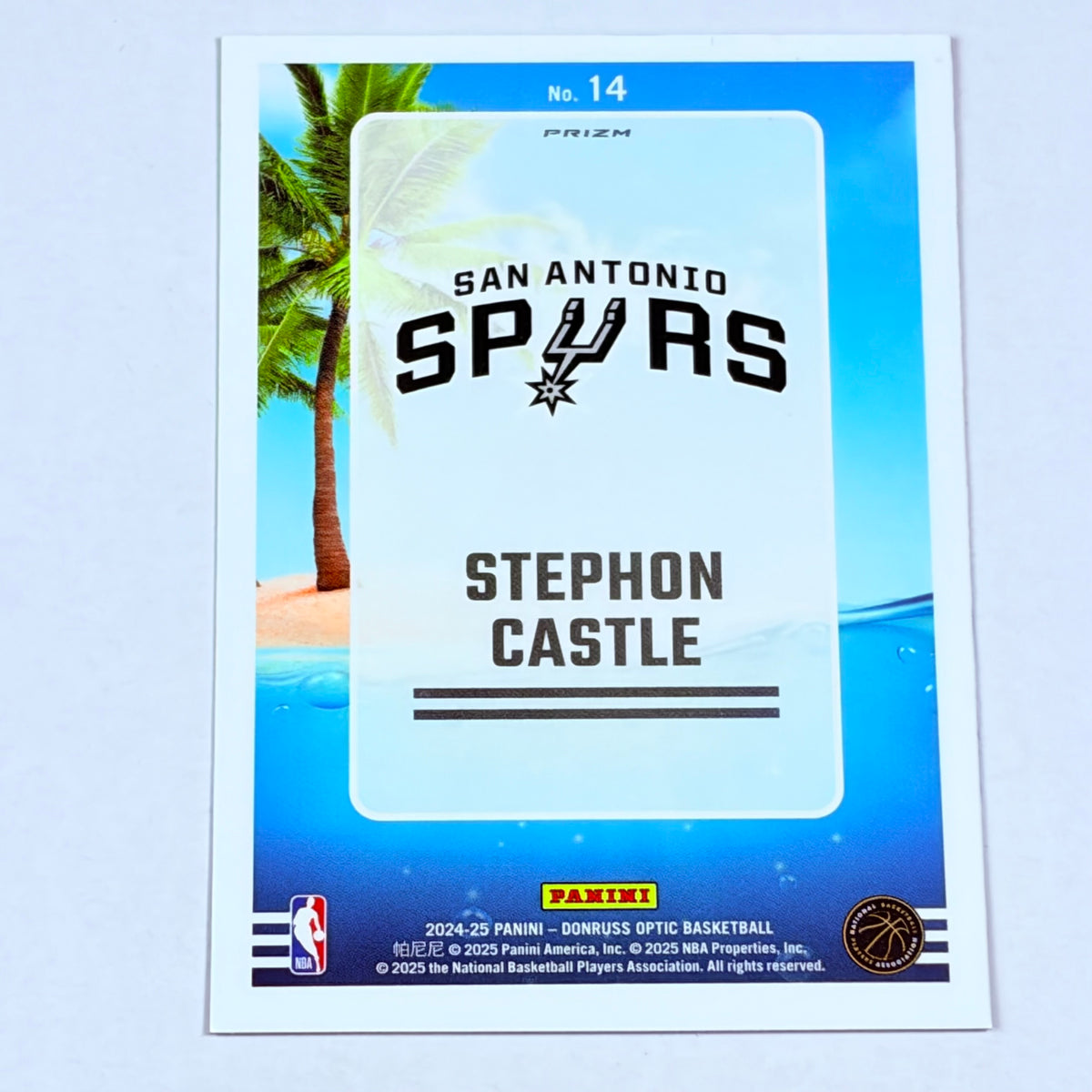 2025 Panini Donruss Optic Splash! Stephon Castle #14 Purple Prizm RC Mint Spurs