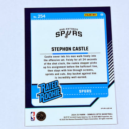 2024-25 Panini Donruss Optic Basketball Stephon Castle #254 Purple Shimmer RC