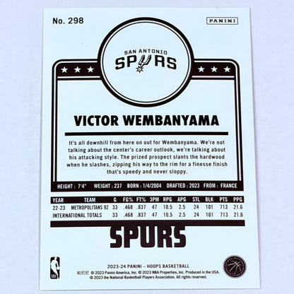 2023 Panini NBA Hoops Victor Wembanyama #298 RC