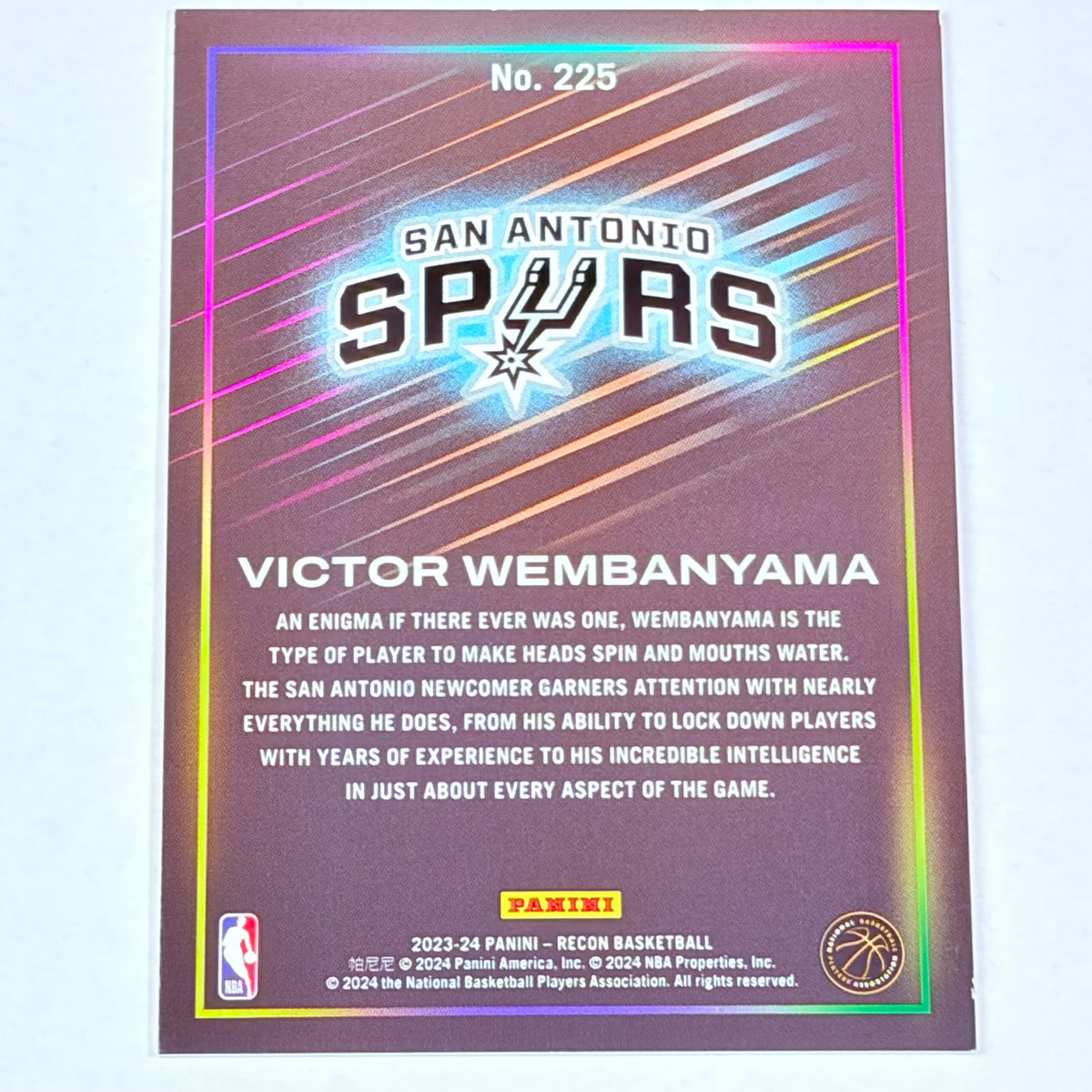 2024 Panini Recon Victor Wembanyama #225 RC