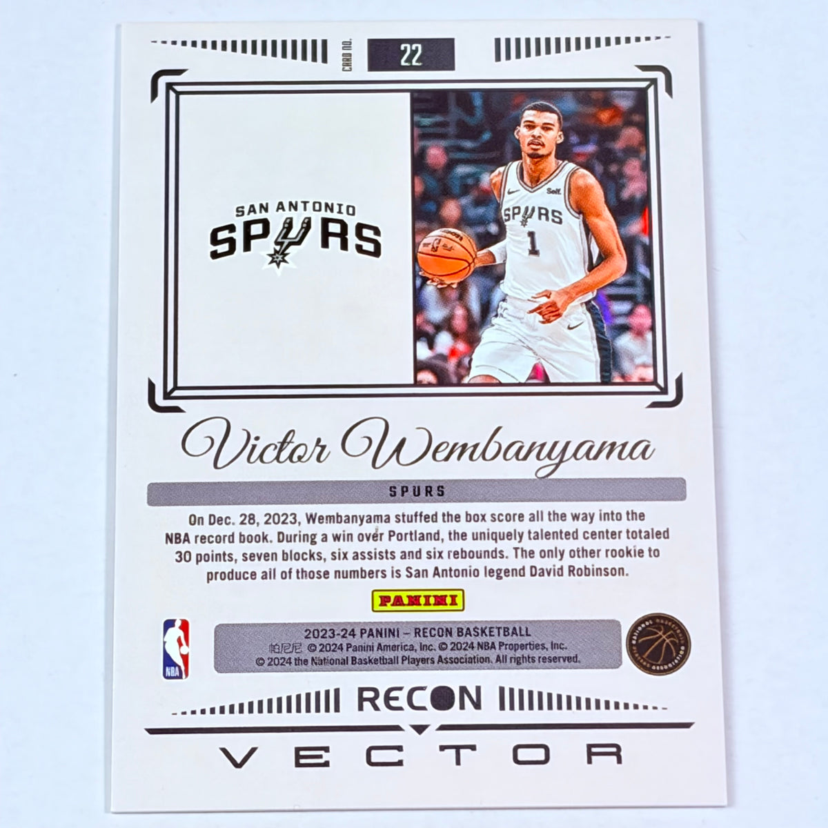 2024 Panini Recon Vector Victor Wembanyama #22 RC