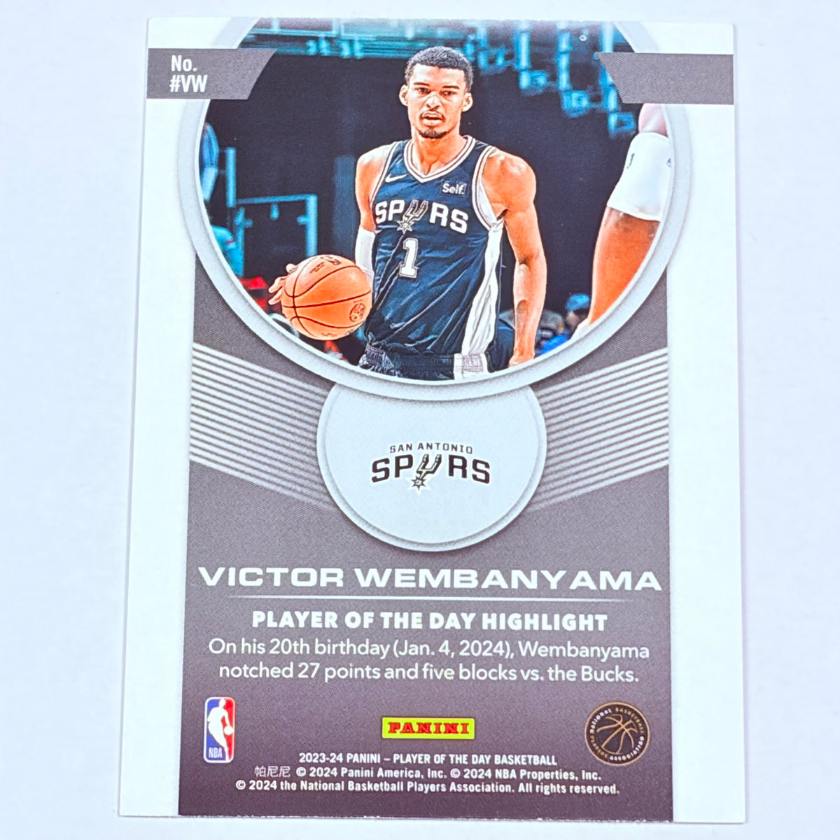 2024 Panini Player of the Day Basketball Victor Wembanyama #VW RC