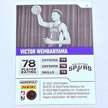 2024 Panini Monopoly Prizm Victor Wembanyama #S8 RC