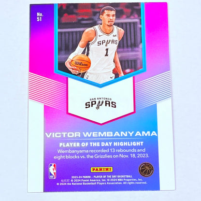 2024 Panini Player of the Day Victor Wembanyama #51 RC