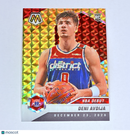 2021 Panini Mosaic Prizm Deni Avdija #272 Yellow Red Mosaic Mint Rookie RC