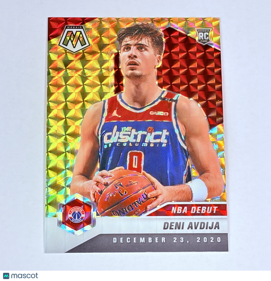 2021 Panini Mosaic Prizm Deni Avdija #272 Yellow Red Mosaic Mint Rookie RC