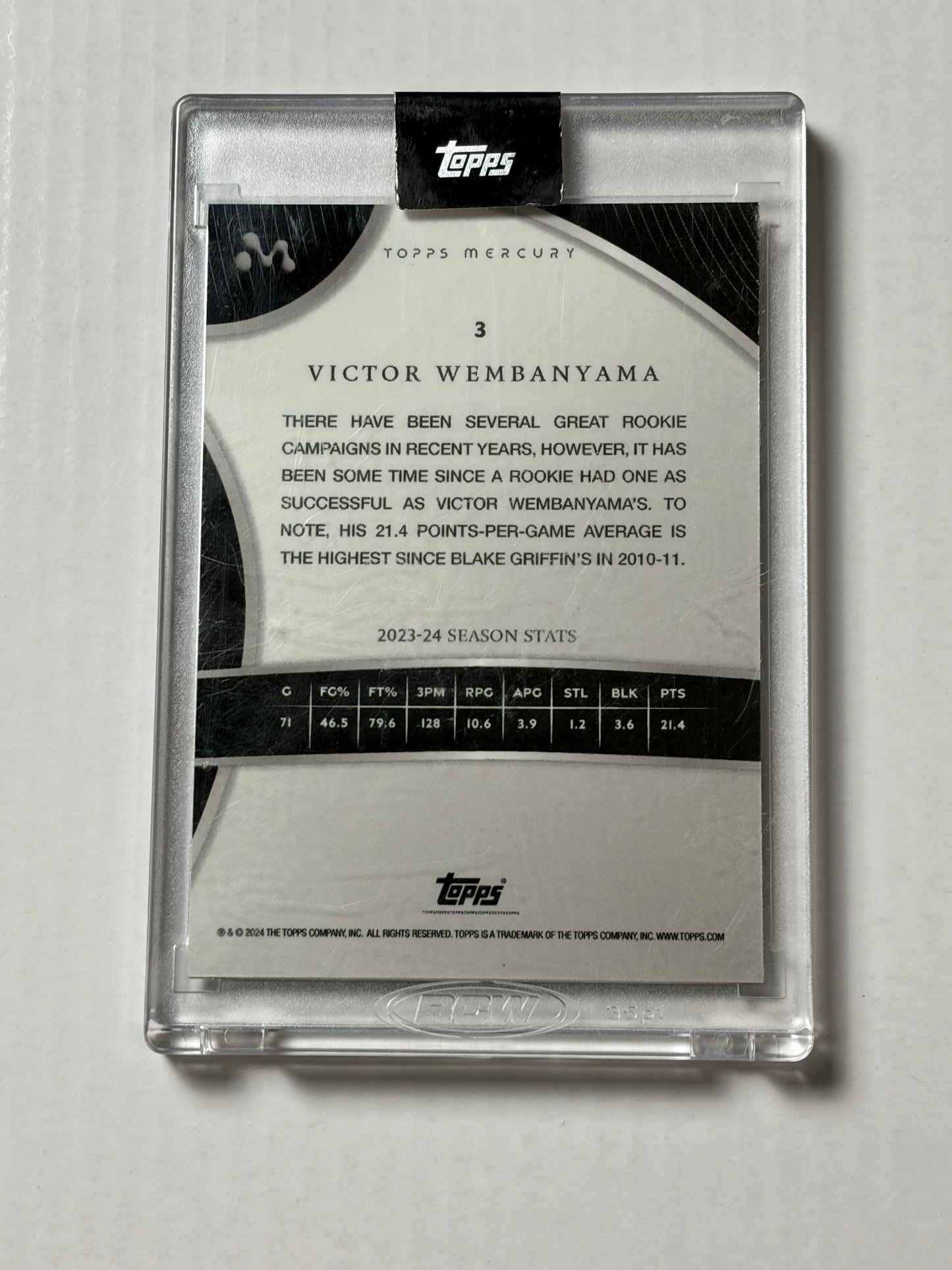 2023-4 Topps Mercury Victor Wembanyama #3 Texas Kaleidoscope Rookie RC SSP 45/75