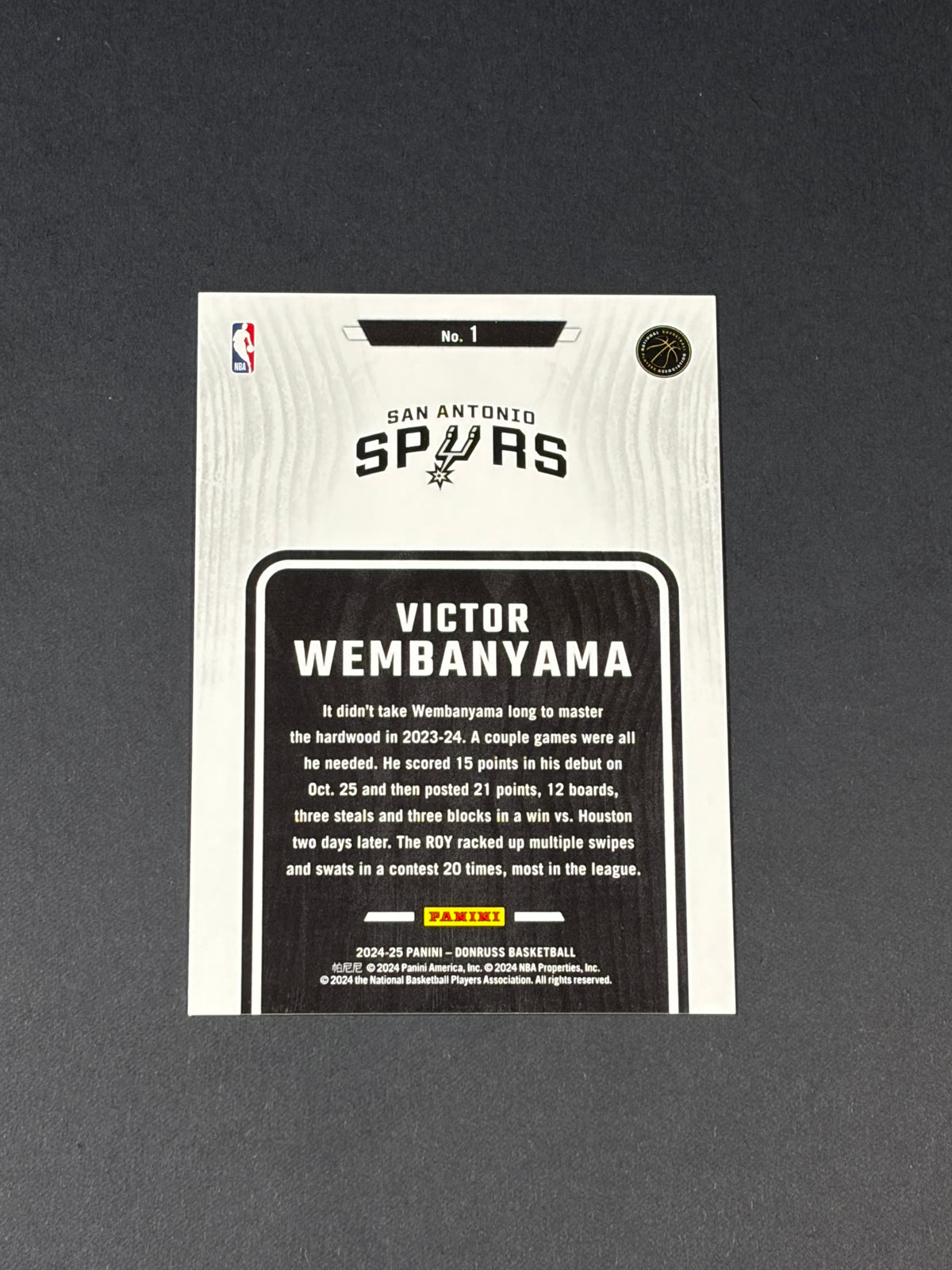 2024 Panini Donruss Hardwood Masters Victor Wembanyama #1 64/75