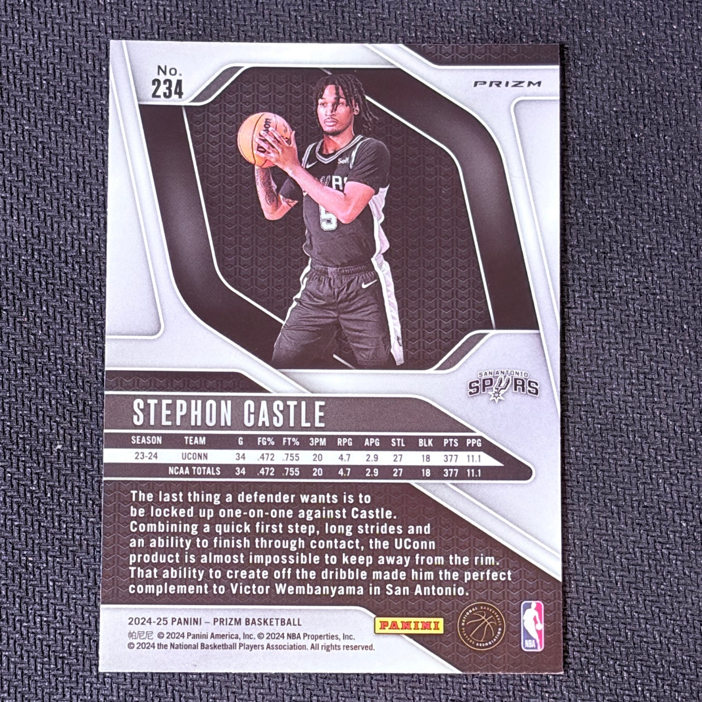 2024 Panini Prizm Stephon Castle #234 Short Print Nicely Centered Mint Rookie RC