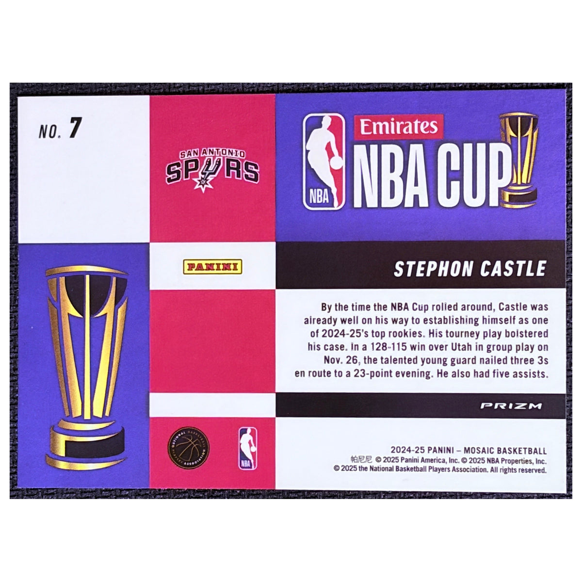 2025 Panini Mosaic Prizm Stephon Castle #7 RC