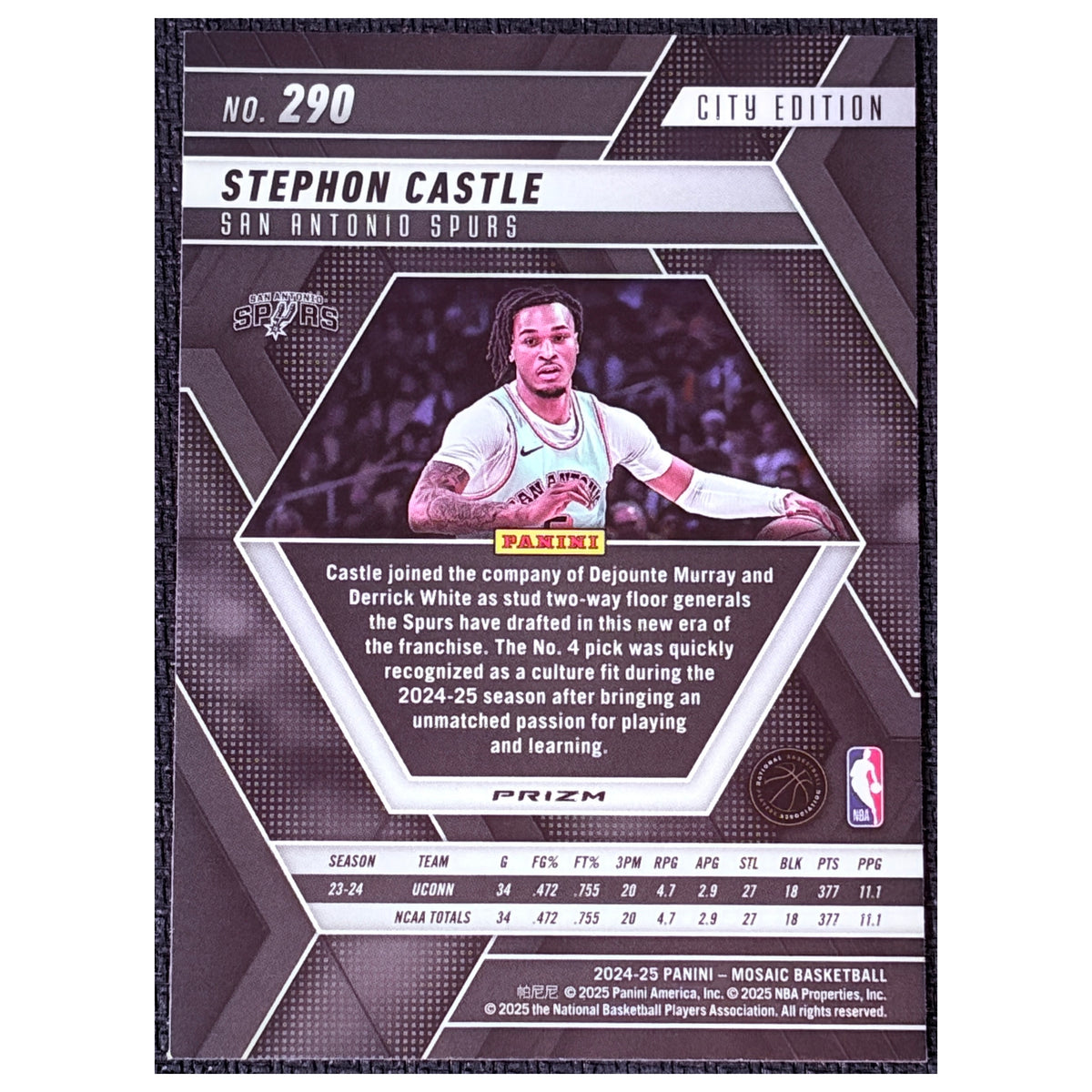 2024 Panini Mosaic Prizm City Edition Stephon Castle #290 RC