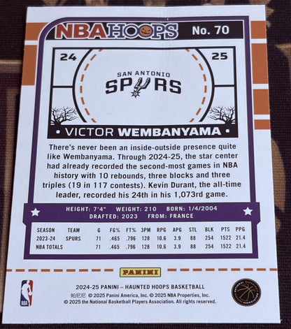 2024-25 Hoops Haunted Hoops Victor Wembanyama #70 (CREASED ON BACK) Holo Webs