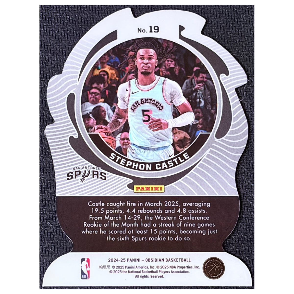 2025 Panini Obsidian Mist Stephon Castle #19 RC