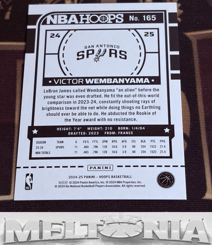 Victor Wembanyama 2024-25 Hoops Premium Box Set 159/199 card, back