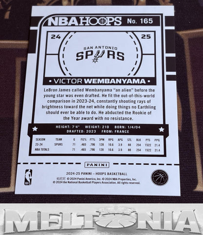 Victor Wembanyama 2024-25 Hoops Silver 079/199 card, back