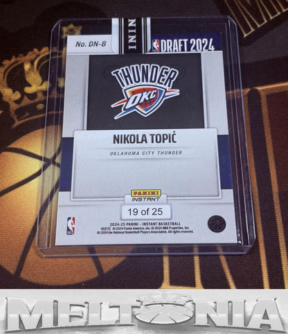 Nikola Topić 2024-25 Panini Instant Draft Night Jungle/Green 19/25 rookie card, back