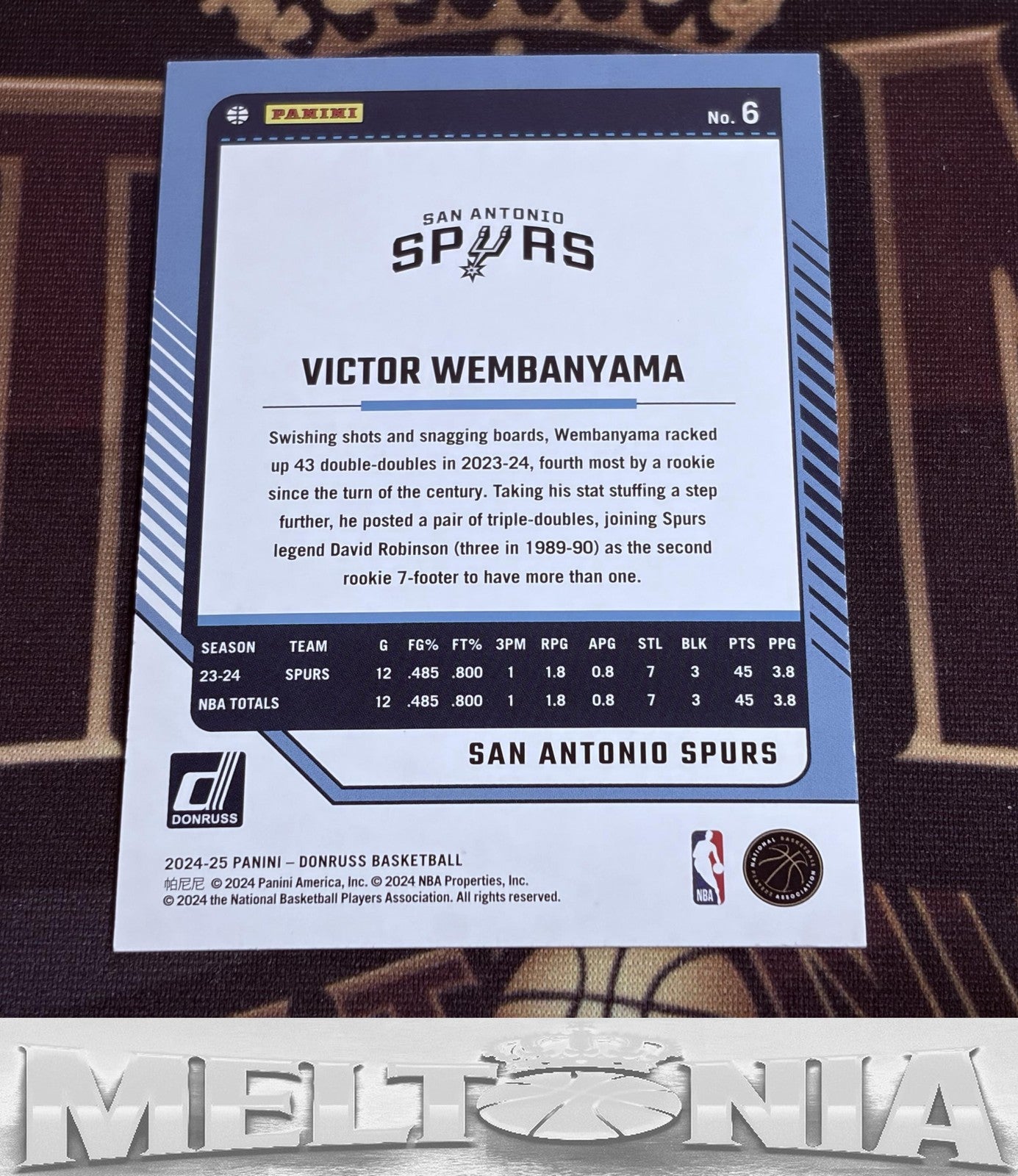 Victor Wembanyama 2024-25 Donruss #6 Press Proof Purple 003/199