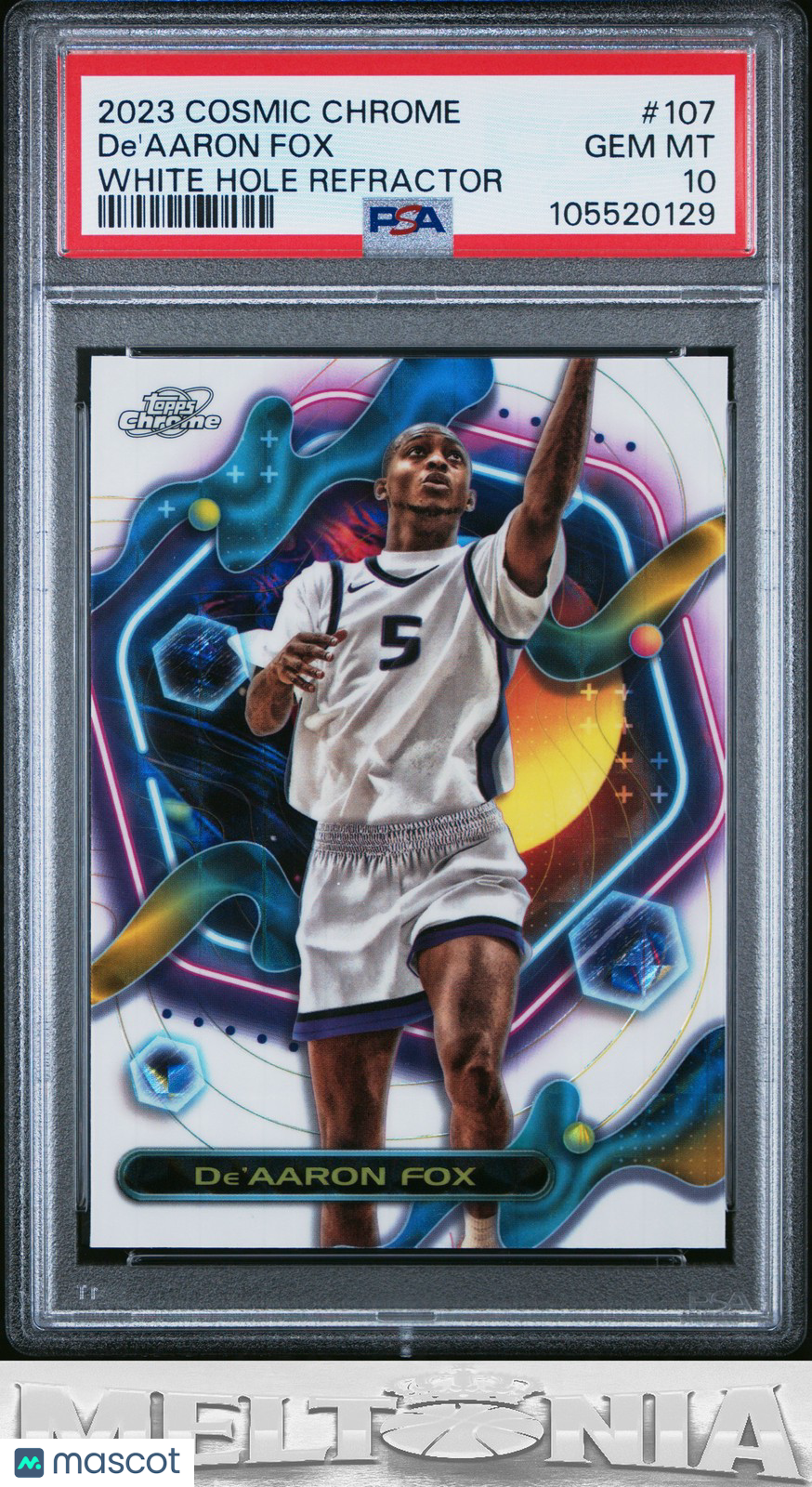 De'Aaron Fox 2023-24 Topps Chrome Cosmic #107 White Hole Refractors PSA 10