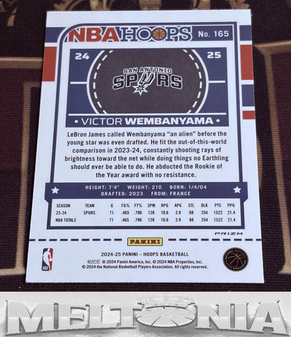 Victor Wembanyama 2024-25 Hoops card, back