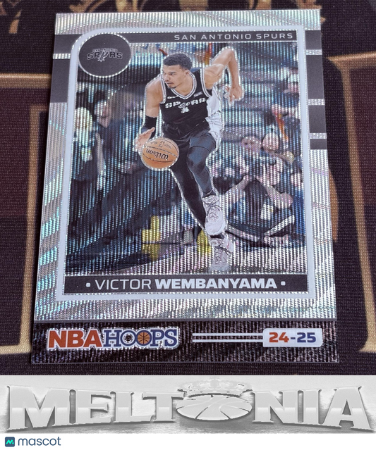 Victor Wembanyama 2024-25 Hoops #165 Premium Prizms Wave Blue 53/99