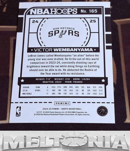 Victor Wembanyama 2024-25 Hoops Premium Box Set 164/199 card, back