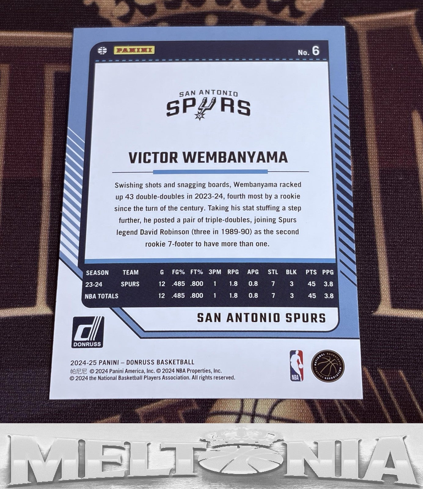 Victor Wembanyama 2024-25 Donruss #6 Press Proof Purple 108 /199