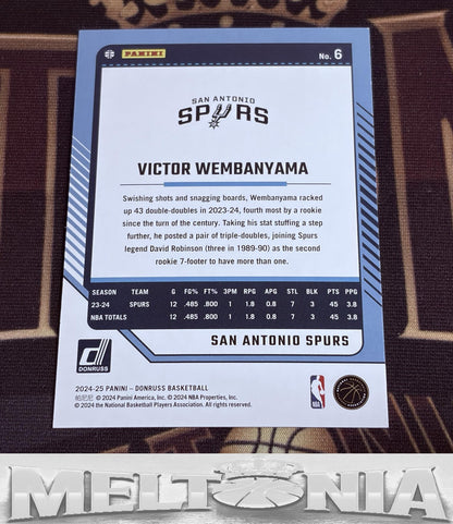 Victor Wembanyama 2024-25 Donruss Press Proof Purple 108/199 card, back