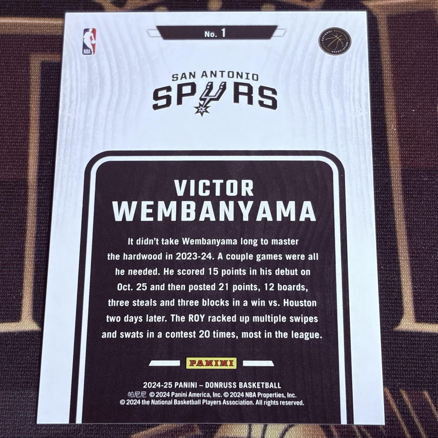 Victor Wembanyama 2024-25 Donruss #1 Hardwood Masters Holo Laser 30/99