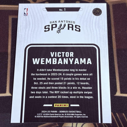 Victor Wembanyama 2024-25 Donruss Hardwood Masters Holo Laser 30/99 card, back