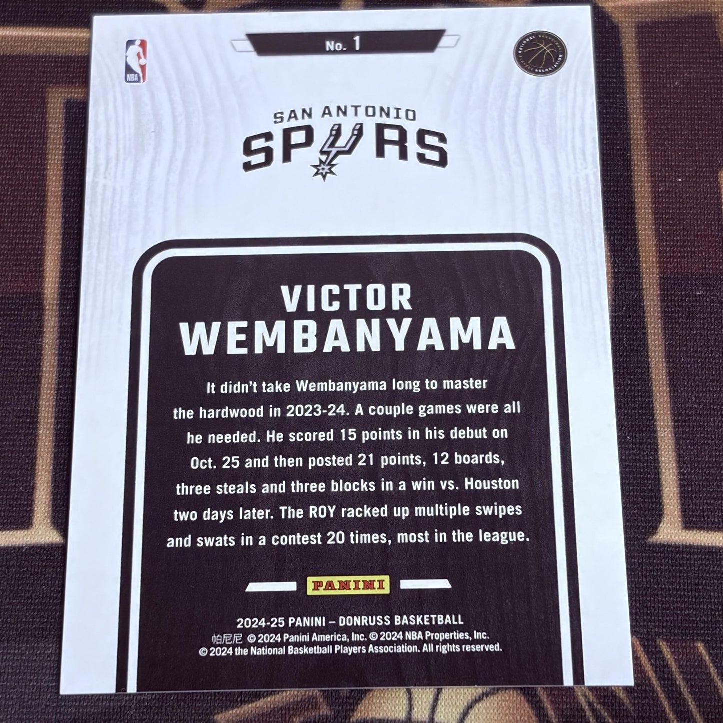 Victor Wembanyama 2024-25 Donruss #1 Hardwood Masters Holo Blue Laser 20/49