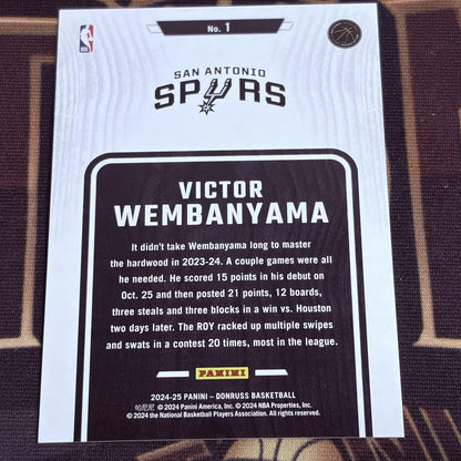 Victor Wembanyama 2024-25 Donruss Hardwood Masters Holo Blue Laser 20/49 card, back