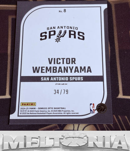 Victor Wembanyama 2024-25 Donruss Optic Elite Dominators Pink Velocity 34/79 card, back