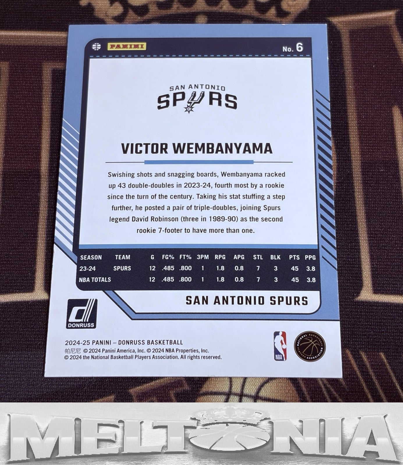 Victor Wembanyama 2024-25 Donruss #6 Press Proof Purple 095/199