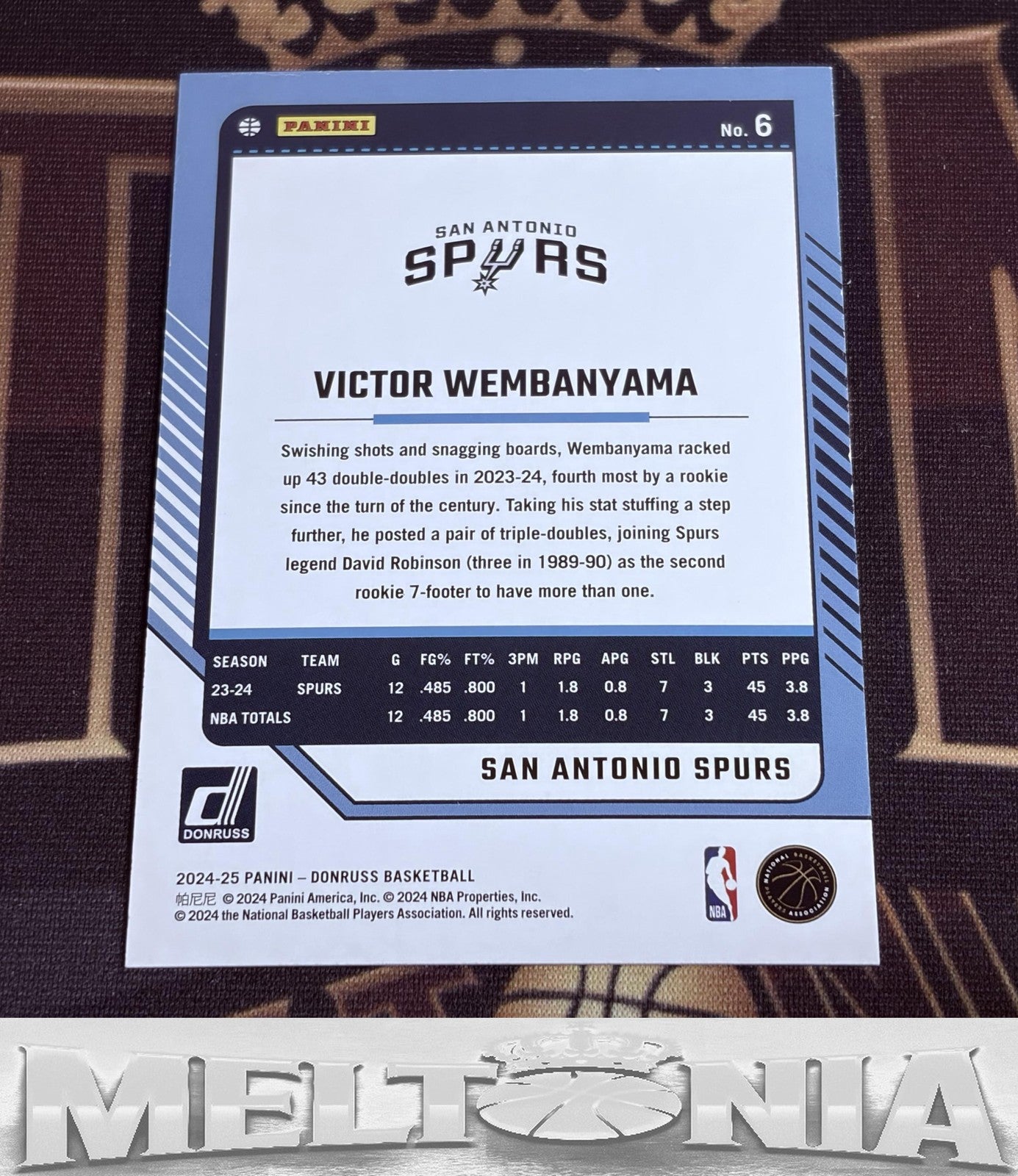 Victor Wembanyama 2024-25 Donruss #6 Press Proof Purple 181/199
