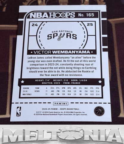 Victor Wembanyama 2024-25 Hoops Teal Explosion card, back