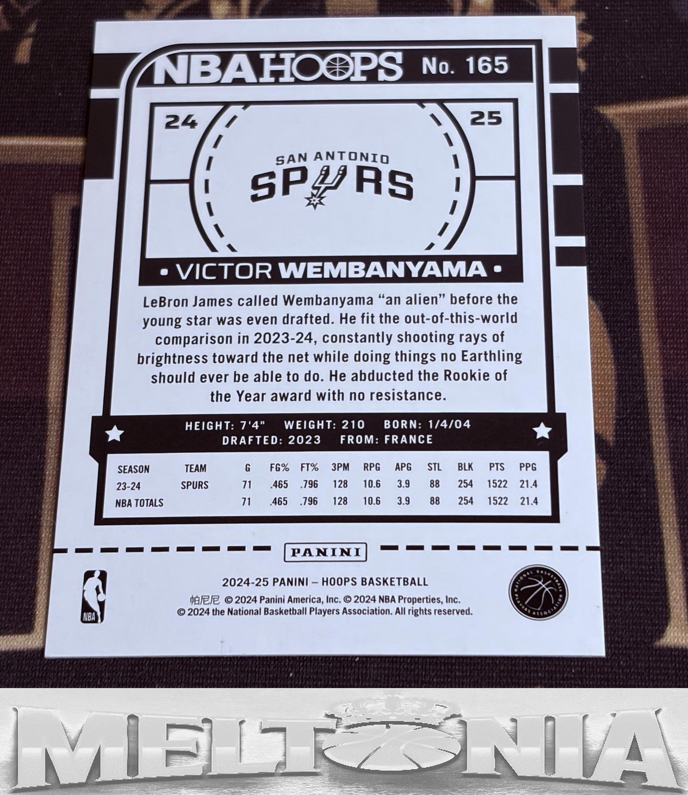 Victor Wembanyama 2024-25 Hoops #165 Premium Box Set 105/199