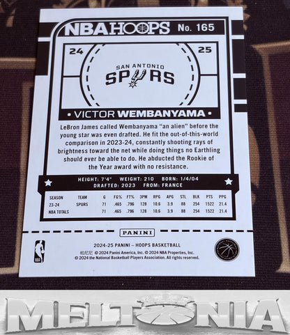 Victor Wembanyama 2024-25 Hoops Premium Box Set 105/199 card, back