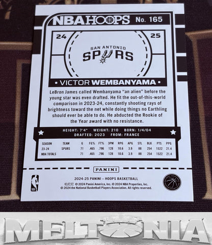 Victor Wembanyama 2024-25 Hoops Silver 049/199 card, back