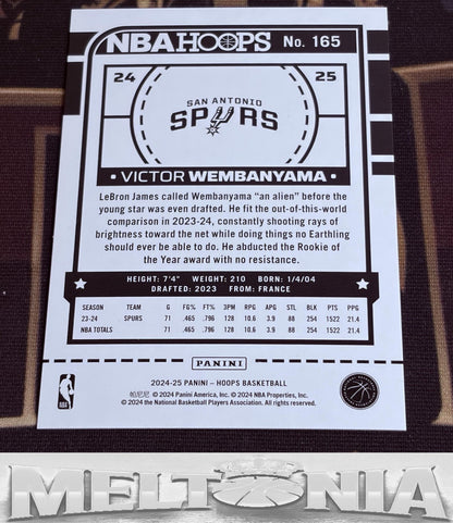 Victor Wembanyama 2024-25 Hoops Silver 180/199 card, back