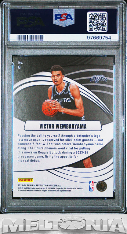 Victor Wembanyama 2023-24 Panini Revolution Supernova rookie card, PSA 9, back