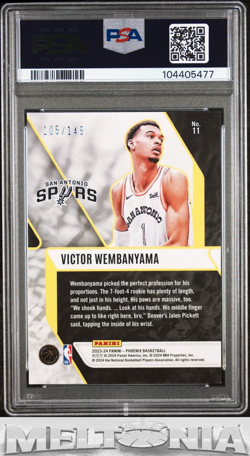 Victor Wembanyama 2023-24 Panini Phoenix #11 Fade To Black Green Ice 106/149 RC