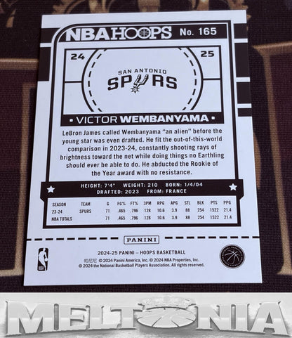 Victor Wembanyama 2024-25 Hoops Orange 004/149 card, back